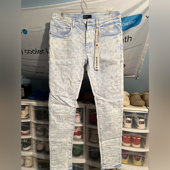 Men’s purple jeans all over logo print